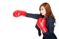 Asian businesswoman punch with boxing glove Royalty Free Stock Photo
