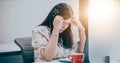 Asian businesswoman serious about the work and using notebook for business partners discussing documents and ideas at meeting Royalty Free Stock Photo