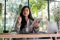 Businesswoman using tablet computer at workplace. startup woman Royalty Free Stock Photo