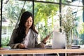 Businesswoman using tablet computer at workplace. startup woman Royalty Free Stock Photo