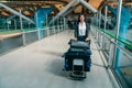 Asian businesswoman walking in kansai airport. Royalty Free Stock Photo