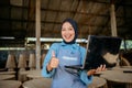 asian businness woman working using laptop with shows thumbs up Royalty Free Stock Photo