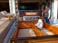 Asian carpenter finishing double bad manufacturing at open area workshop in India January 2020