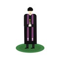 Asian Catholic priest. The pastor reads a prayer, holds a cross, bible and gospel. Cartoon flat vector illustration. Objects