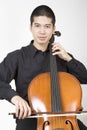 Asian cellist 1 Royalty Free Stock Photo