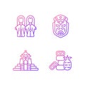 Asian ceremonial gradient linear vector icons set. Royalty Free Stock Photo