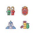 Asian ceremonial RGB color icons set. Royalty Free Stock Photo