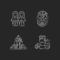 Asian ceremonial white linear icons set for dark theme. Royalty Free Stock Photo