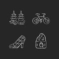 Asian chalk white icons set on dark background. Royalty Free Stock Photo