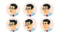 Asian Character Business People Avatar Vector. Asiatic Man Face, Emotions Set. Creative Avatar Placeholder. Cartoon