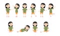 Asian cheerful girl in various poses