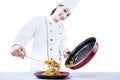 Chef cook fried noodle Royalty Free Stock Photo