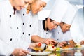 Asian Chefs in restaurant kitchen cooking Royalty Free Stock Photo