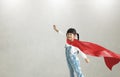 Asian child acting to be superhero.Imanigination and success concept.Play creative thinking in kid Royalty Free Stock Photo