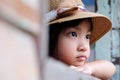 Asian child girl in a lonely mood