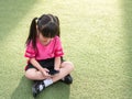 Asian child girl play smart phone Royalty Free Stock Photo