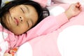 Asian child girl sleeping on a pillow
