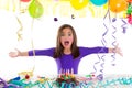 Asian child kid girl in birthday party Royalty Free Stock Photo