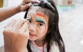 asian Child preschooler with face painting. Make up. Royalty Free Stock Photo