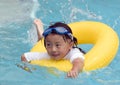 Asian Child Swimming