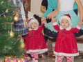 Asian children baby girls twins together at celebration Christmas Royalty Free Stock Photo