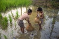 Asian children fisherman