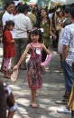 Asian children model wearing batik at fashion show runway