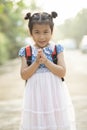 Asian children sawasdee greeting thai culture