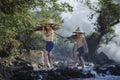 Children playing the water