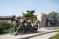 Asian China, Beijing, Lugou Bridge square, sculpture Royalty Free Stock Photo