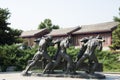 Asian China, Beijing, Lugou Bridge square, sculpture