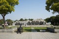 Asian China, Beijing, Lugou Bridge square, sculpture Royalty Free Stock Photo