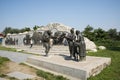 Asian China, Beijing, Lugou Bridge square, sculpture