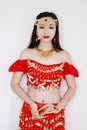 Graceful Asian Chinese belly dancer face and goldern jewelry close up Royalty Free Stock Photo