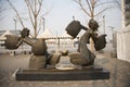 Asian Chinese, Beijing, Olympic Park, landscape sculpture, Cuju, ancient football
