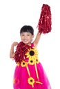 Asian Chinese cheerleader girl holding a pompom Royalty Free Stock Photo