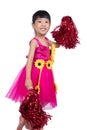 Asian Chinese cheerleader girl holding a pompom Royalty Free Stock Photo