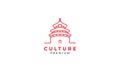 Asian Chinese Classic House Ancient Architecture line logo vector icon illustration