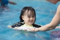 Asian Chinese family playing in swimming pool Royalty Free Stock Photo