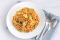 Asian Chinese Fried Rice with Scrambled Eggs and Vegetables Royalty Free Stock Photo