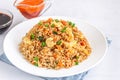 Asian Chinese Fried Rice with Scrambled Eggs and Vegetables Royalty Free Stock Photo