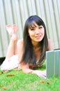 Asian Chinese Girl using laptop Royalty Free Stock Photo