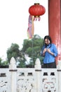 Asian Chinese girls wear student clothes in Republic of China