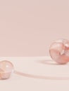 Asian, Chinese, Japanese or Korean Style Product Display Background. With Watercolor Crystal Spheres Props for