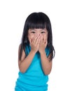 Asian Chinese little girl laughing and covering her mouth Royalty Free Stock Photo