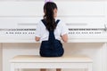 Asian Chinese little girl playing classical piano at home Royalty Free Stock Photo