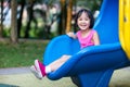 Asian Chinese little girl playing at outdoor playground Royalty Free Stock Photo