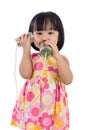 Asian Chinese little girl playing tin can phone Royalty Free Stock Photo