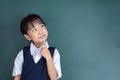 Asian Chinese little Girl thinking with finger on chin Royalty Free Stock Photo