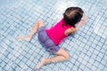 Asian Chinese Little Girls Playing at Swimming Pool Royalty Free Stock Photo